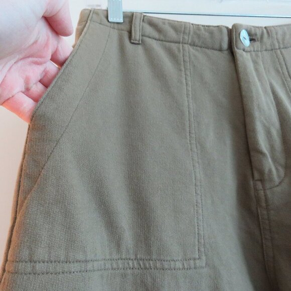 ACACIA Dublin Pant in Moss Green Cotton Raw Hem Casual Travel Vacation - Size S - Picture 7 of 16